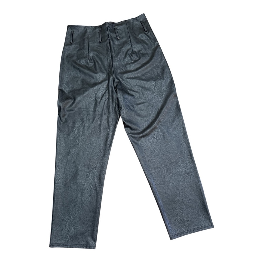 COMMANDO Faux Leather Paper Bag Waist Pants Women’s Size M Black High Rise Taper - Picture 15 of 16